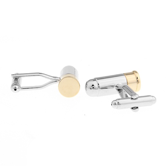 Gold and Silver Revolver Bullet NRA Cufflinks - Picture 4 of 16